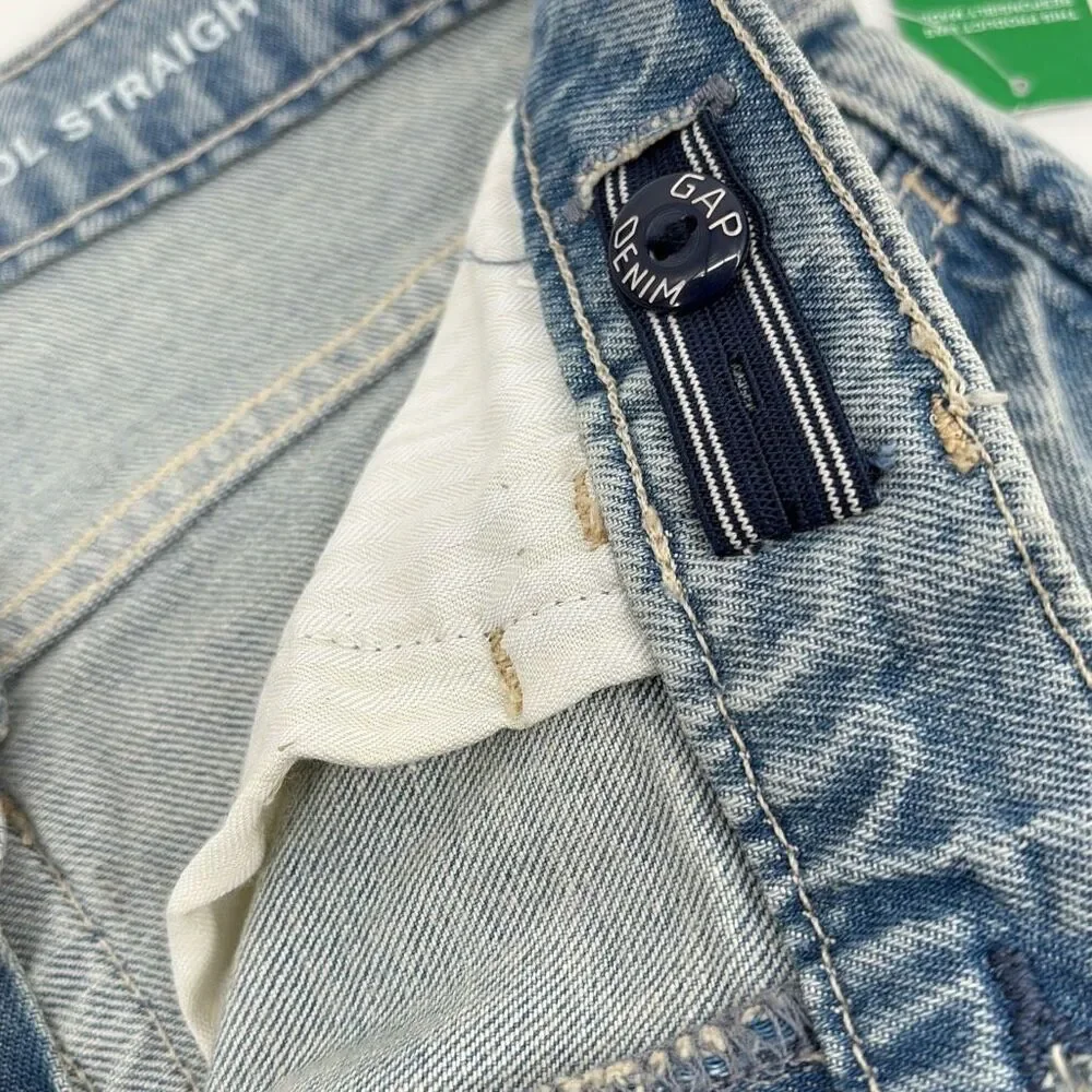 NWT Gap New School Straight Distressed Raw Hem Jeans‎ Girls 14 Plus
